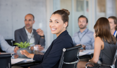 Young Businesswoman Attending Meeting